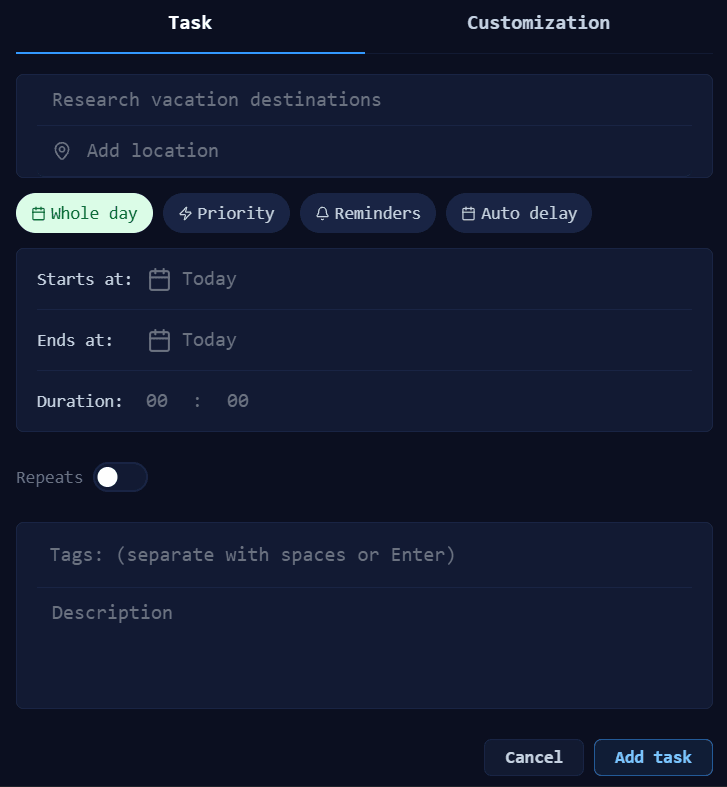 Add as many tasks as you want.