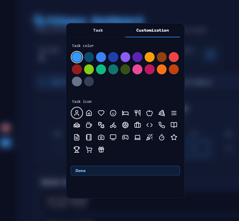 Customize your tasks with many, many options.