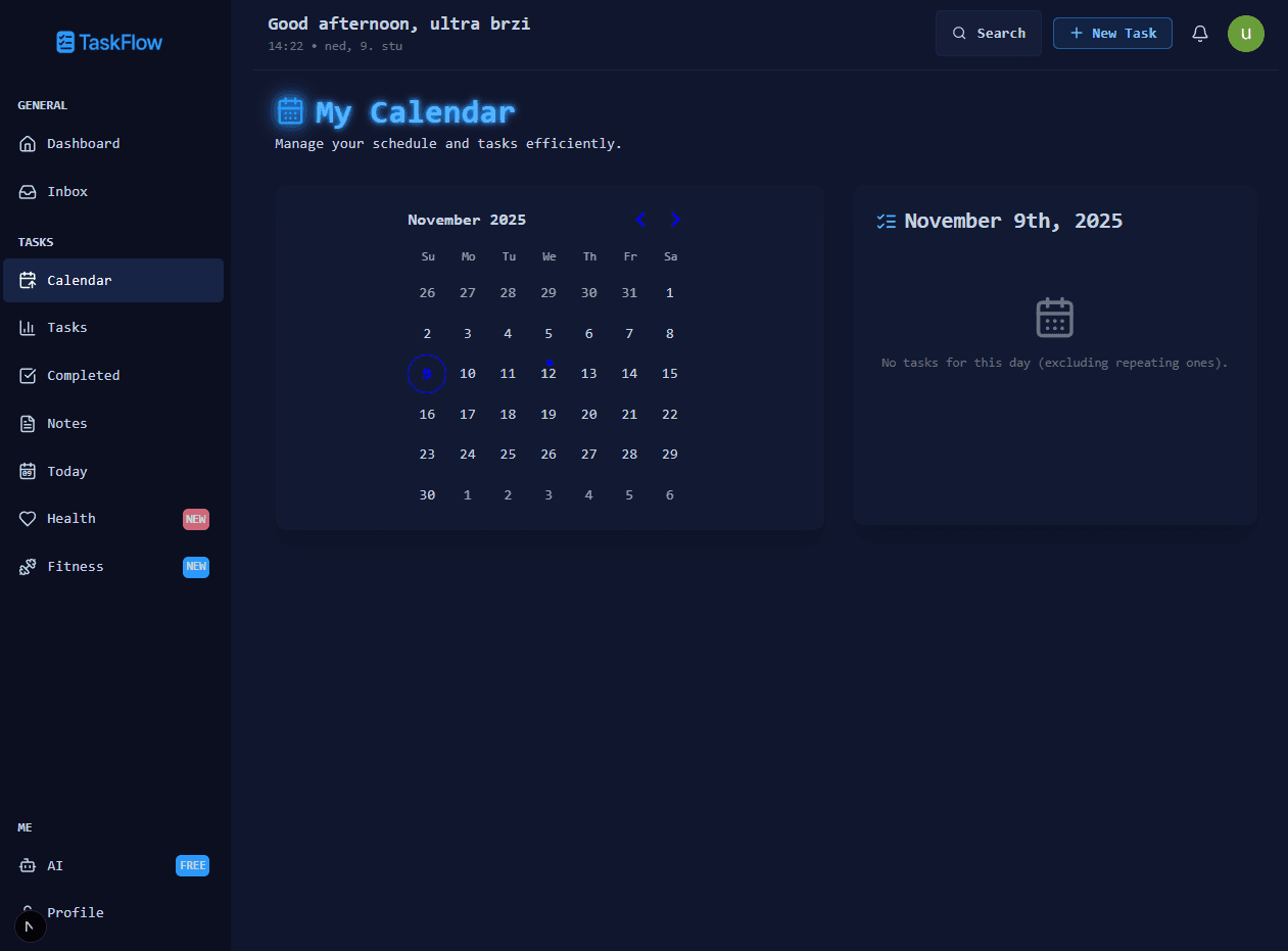 View your calendar and see upcoming tasks.